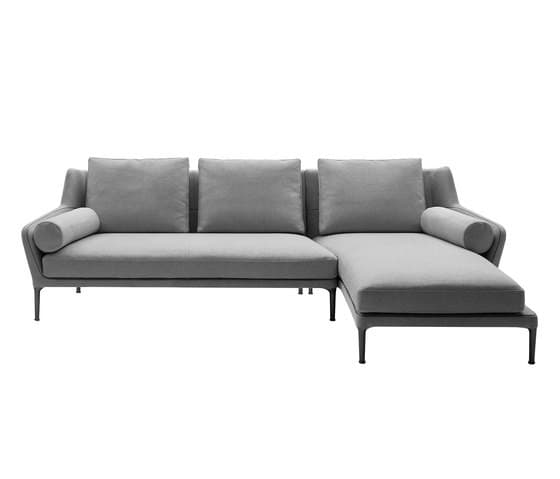 AMALIA modular sofa in grey, shown in a loft living room — view 2