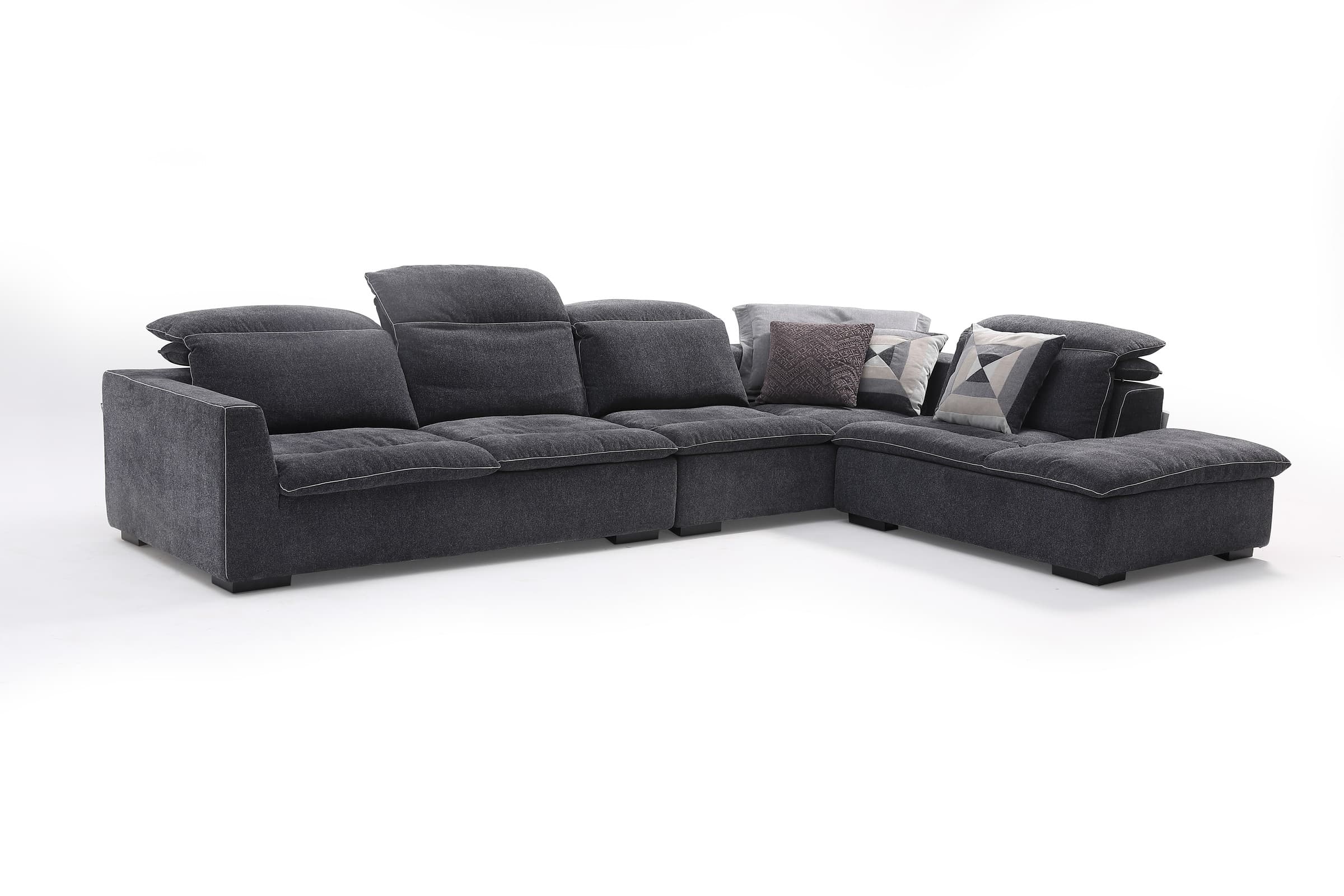 EVA corner sofa in dark grey with adjustable headrests — view 10