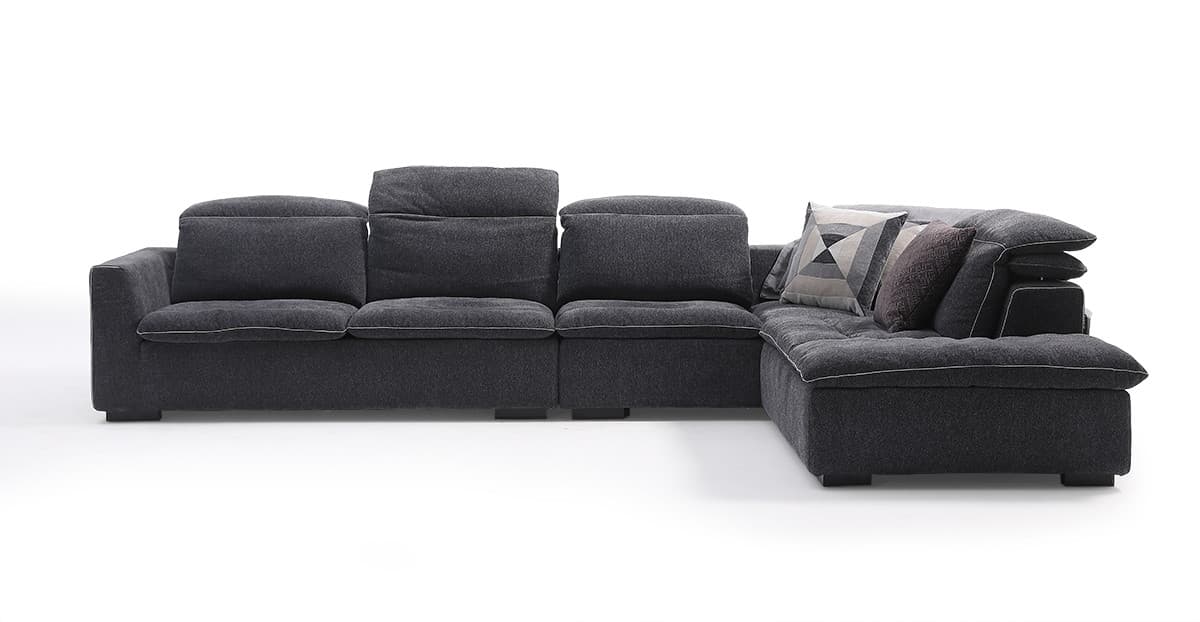 EVA corner sofa in dark grey with adjustable headrests — view 4