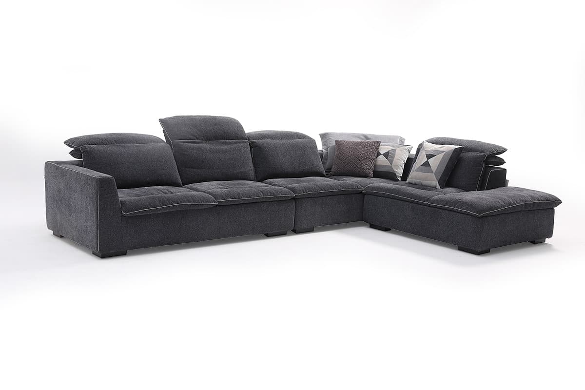EVA corner sofa in dark grey with adjustable headrests — view 6