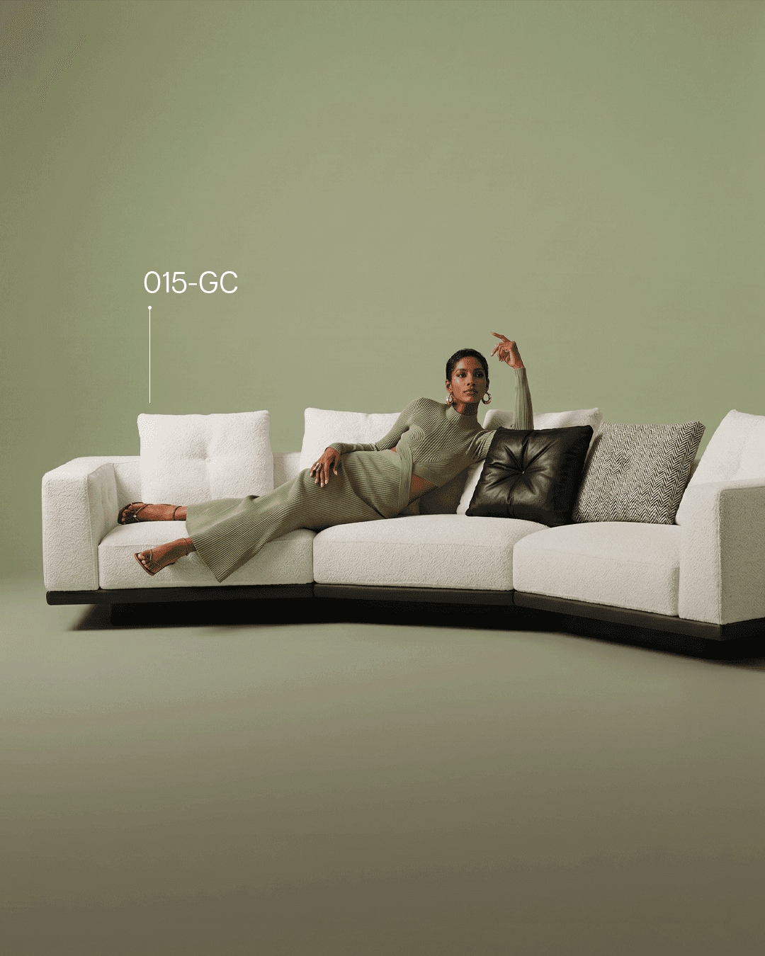 Olive leather lounge chair