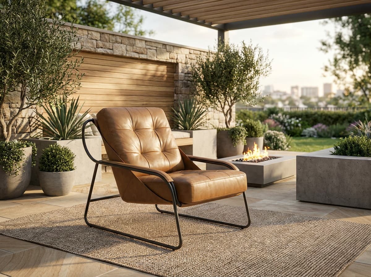 C0442-03-1D Tufted Leather Sling Chair