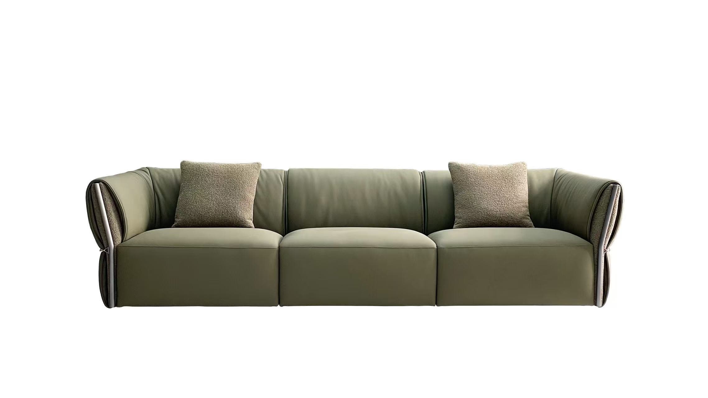 K411A Green Leather Sofa